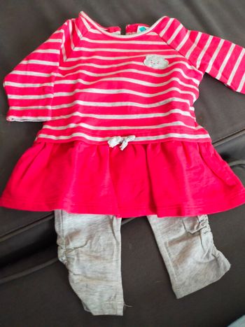 Ensemble robe rose et legging gris 6 mois
