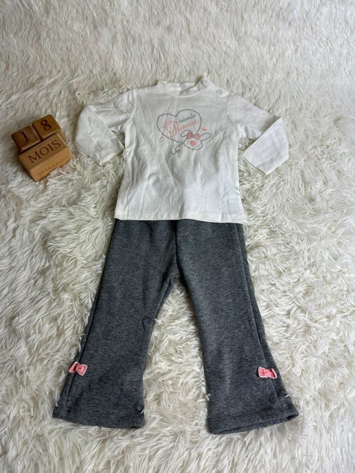 Ensemble pantalon et t-shirt manches longues taille 18 mois
