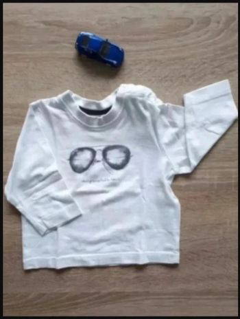 t-shirt manches longues blanc 3-6 mois / 62 cm Très bon état Grain de Blé