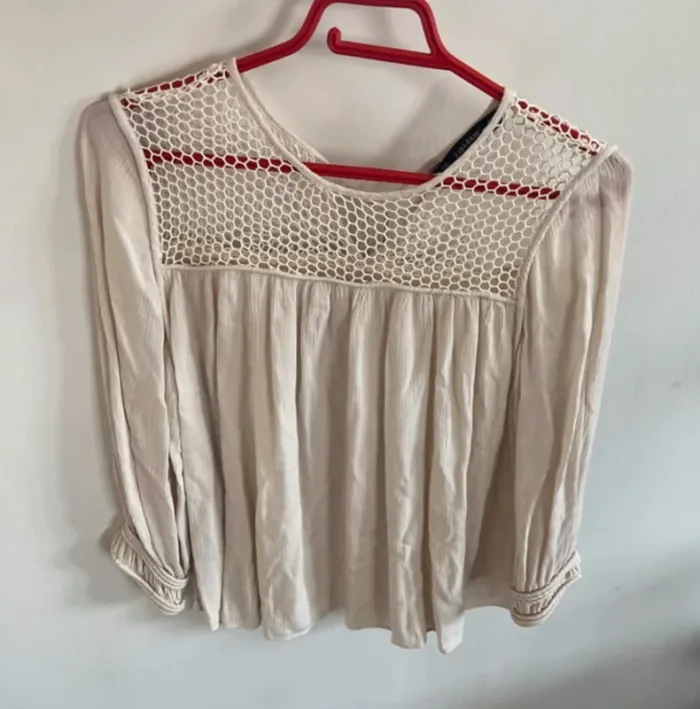 Blouse beige Zara bohème sexy