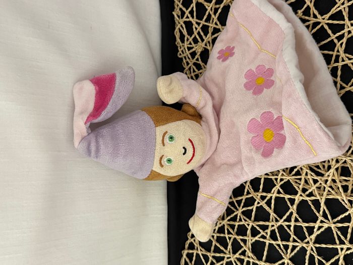 Doudou plat marionnette fée rose mauve Il était une fois CMP - photo numéro 3