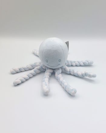Peluche doudou pieuvre bleu ciel blanc NATTOU Octopus poulpe 20 cm