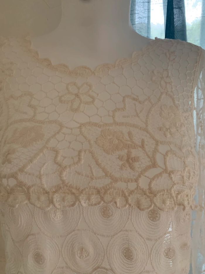 Blouse dentelle crochet transparent 36-38 manches3/4 - photo numéro 7