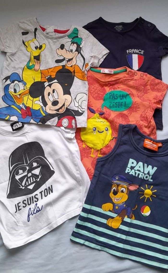 Lot 5 t-shirts 18-24 mois