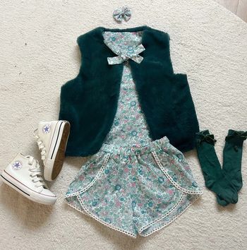 Ensemble créatrice neuf liberty betsy gilet short et noeud  ans