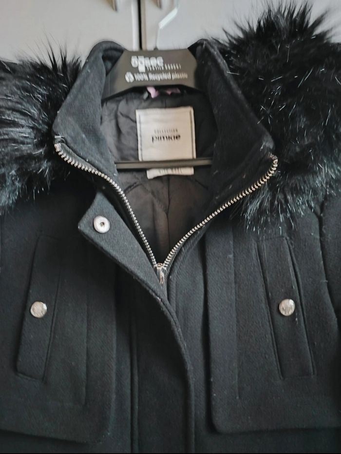 Manteau long Pimkie en laine & en Taille 36, avec capuche en fausse fourrure - photo numéro 2