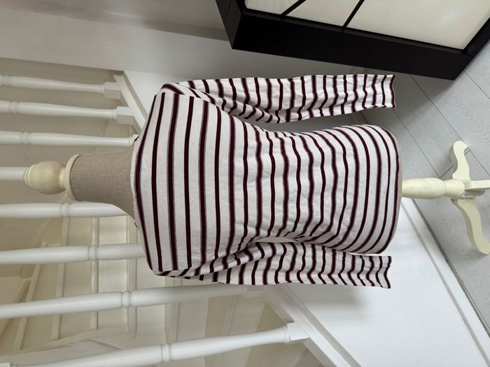 Blouse manches longues Armor Lux crème avec rayures bordeaux - photo numéro 4