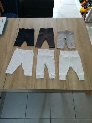Lot de 3 pantalons leggings, été, bébé fille, 3/6mois