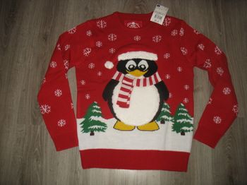 PULL ROUGE MOTIF DE NOËL "ARMAND THIERY" - NEUF - TAILLE S - n°01