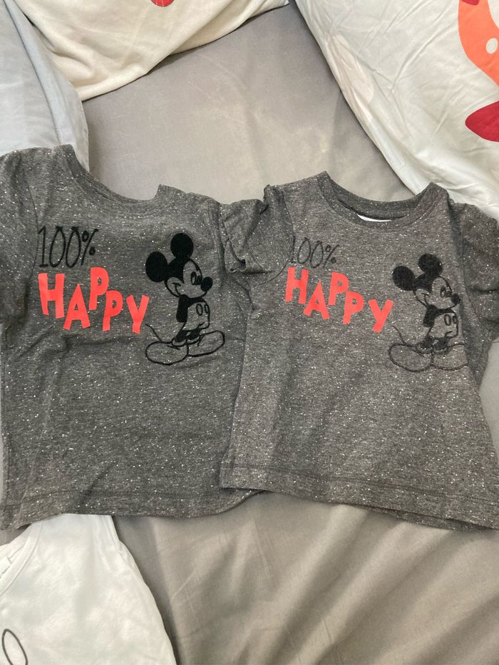 Lot 2 t-shirt manches courtes Disney baby