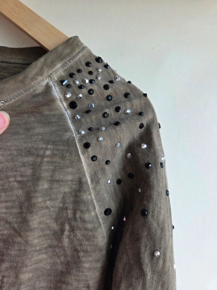 Blouse kaki gas avec strass épaules - taille m - photo numéro 2