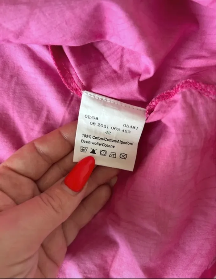 Robe rose rose fushia été fleuri taille xl 100% coton - photo numéro 3