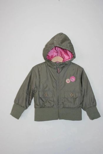 Blouson kaki intérieur rose 3 ans