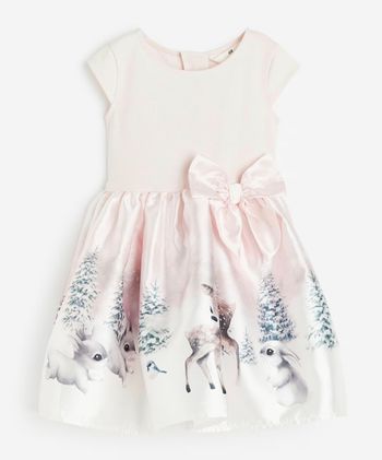 Robe fillette H&M taille 8-10 ans avec des animaux dans la neige parfaite pour les fêtes