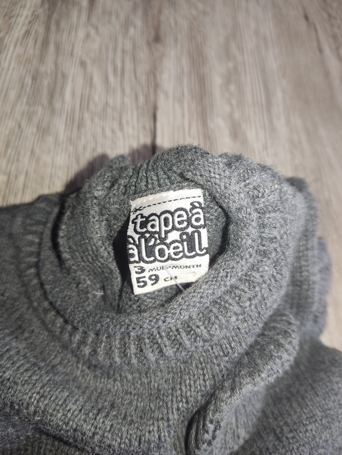 Robe manches courtes tricot gris 3 mois / 59 cm Tape à l'Oeil - photo numéro 2