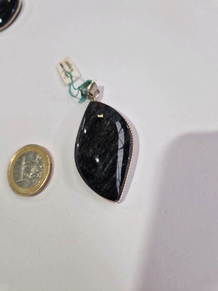 Pendentif obsidienne argentée Mexique - photo numéro 3