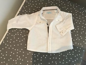  Très jolie Chemise en lin 6 mois blanche Obaibi très bon etat  été printemps 