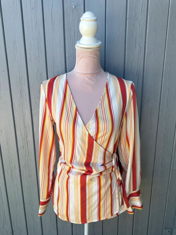 Blouse légère été colorée rayée cache cœur
