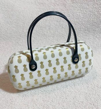 Étui à lunettes blanc ananas avec anses