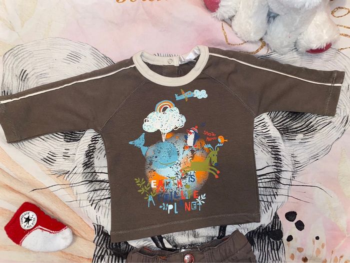 Ensemble t-shirt pantalon légers, Kitchoun, 1 mois. - photo numéro 3