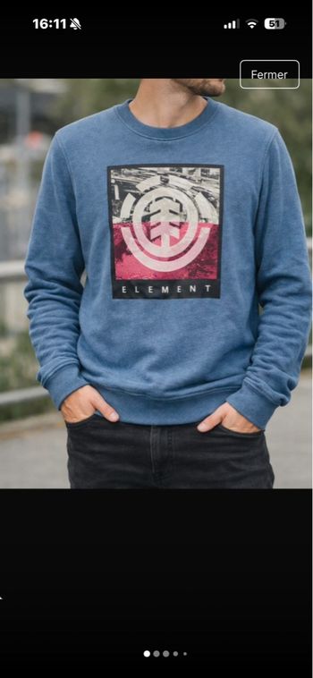 Marque : element • Type : pull / sweat sans capuche • Taille:s • Couleur: S • Très bon état • Element