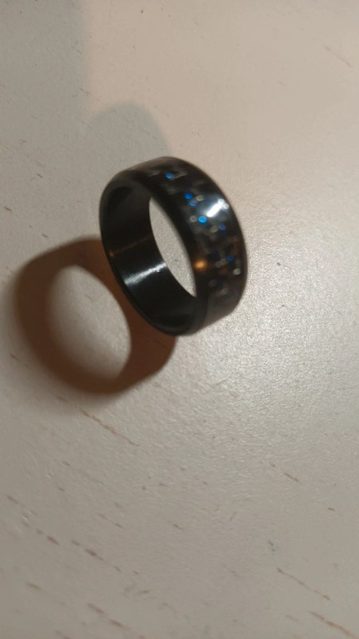 Bague acier carbone bleu - photo numéro 4