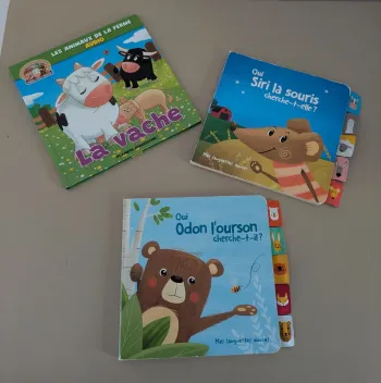 Lot 3 de livres enfants Mes languettes douces : Odon l'ourson / Siri la souris. La vache