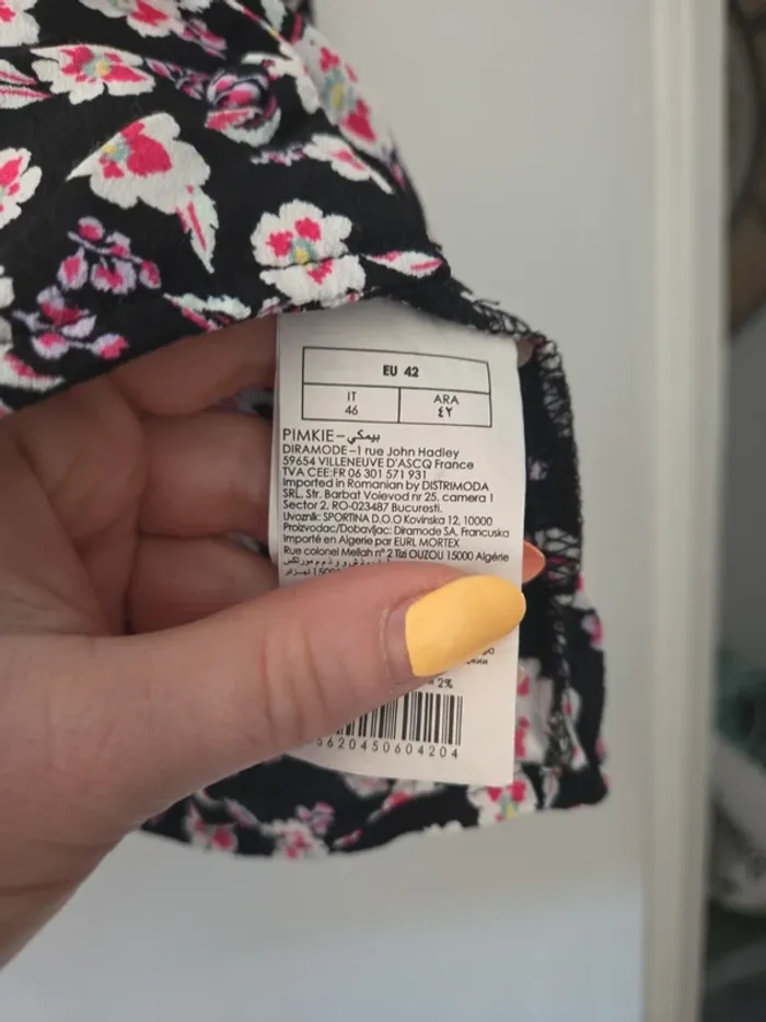 Chemisier blouse manche 3/4 femme fleuris noir TBE taille 42 pimkie - photo numéro 3