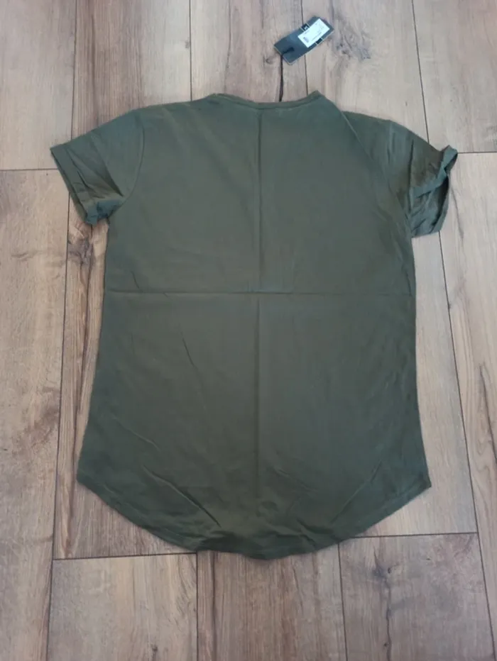 Tee shirt kaki uni homme S - photo numéro 2