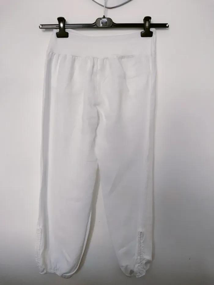 Pantalon blanc en lin Taille 40 - photo numéro 2