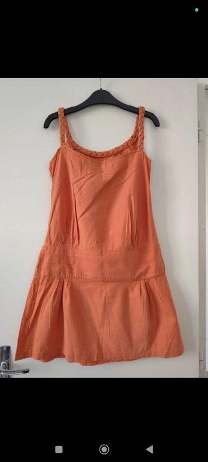 Robe orange/abricot à bretelles tressées taile 38 Pardon! - photo numéro 2