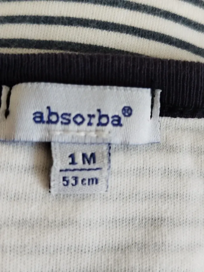 Pyjama à rayures bleu marine et blanc Absorba taille 1 mois - photo numéro 3