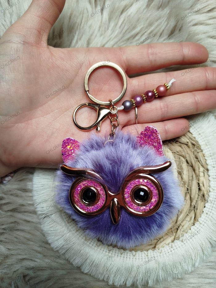 Porte clé pompon chouette