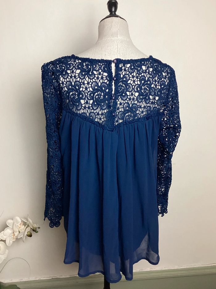 Blouse marine à dentelle Vintage Dressing TU - photo numéro 6