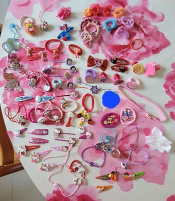 Presque 80 barrettes et élastiques de marques
