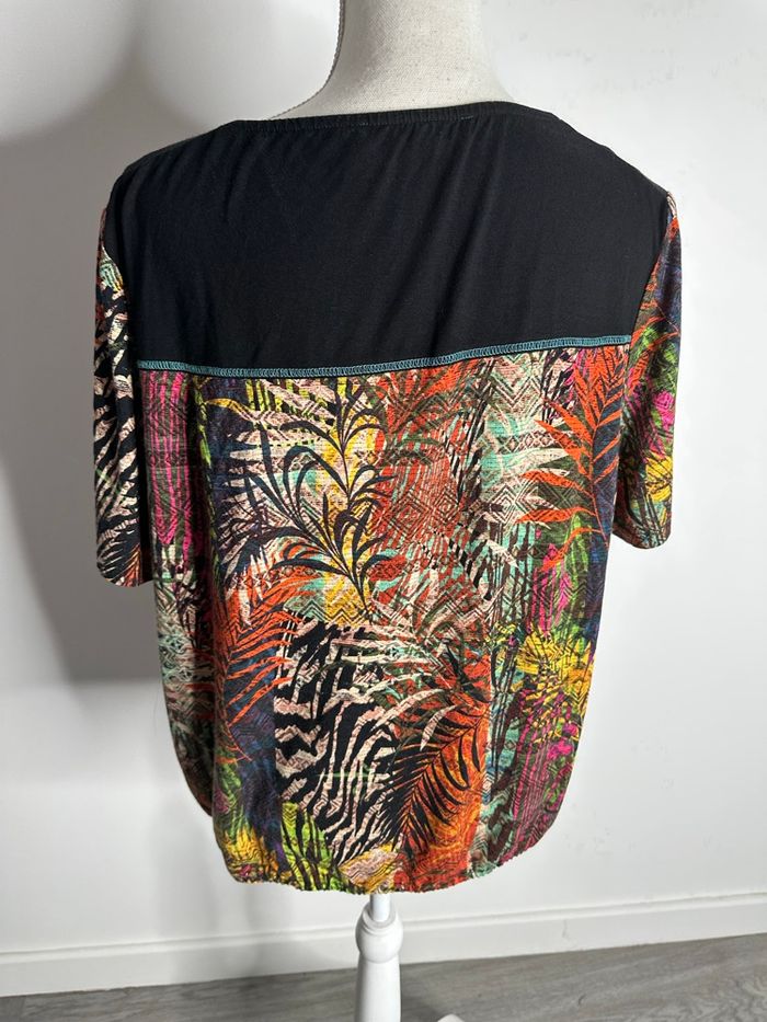 Blouse drapée tropicale multicolore Christine Laure T4 48 4XL - photo numéro 8