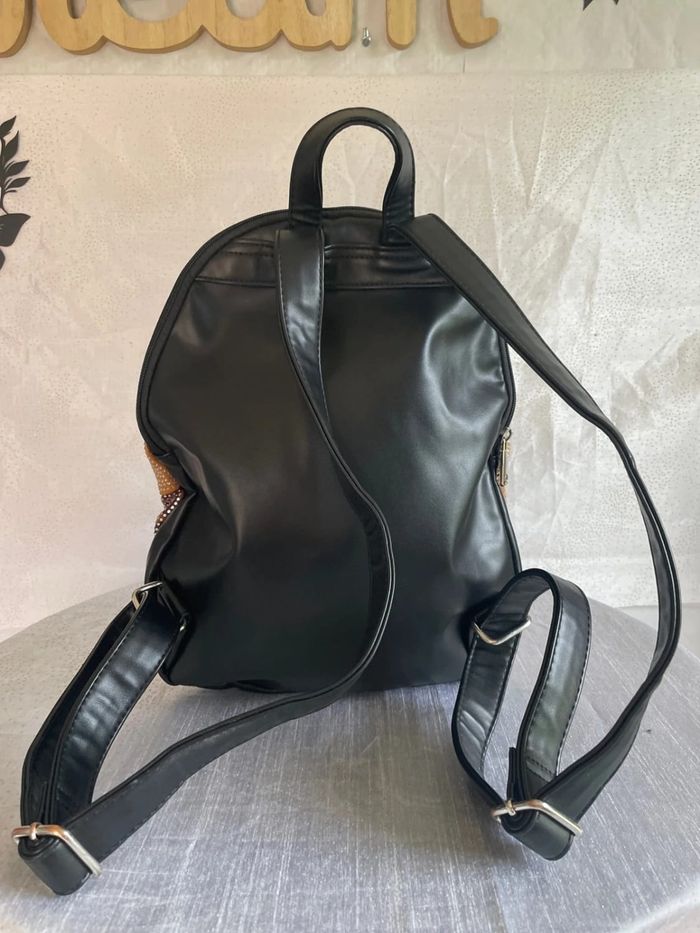 Sac à dos marron en simili cuir avec strass – sport, danse, gym - photo numéro 5