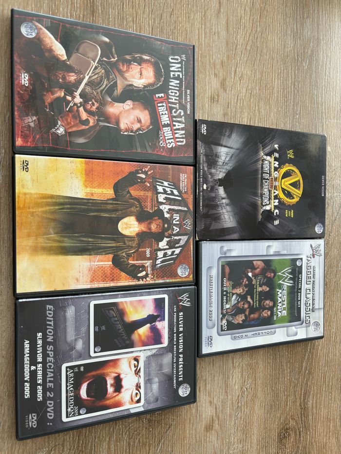 Lot de 5 dvd de catch wwe wrestle vintage