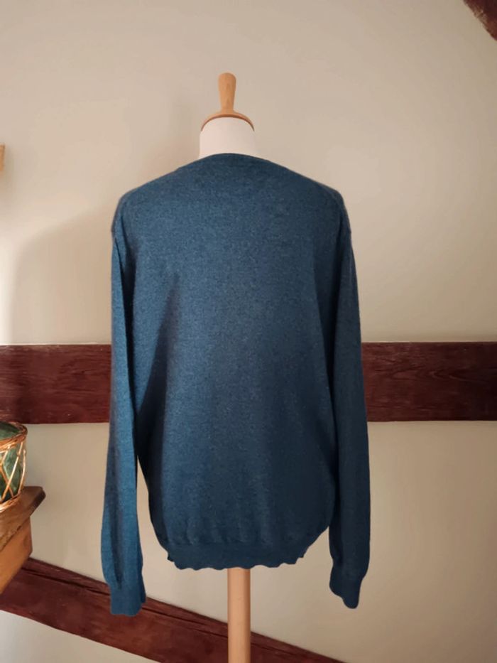 Pull bleu col V 100% cachemire Monoprix - photo numéro 5