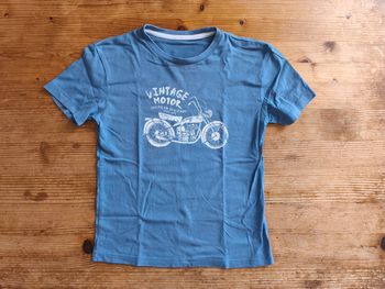 Tee-shirt garçon bleu motif moto – Taille 8 ans – Très bon état