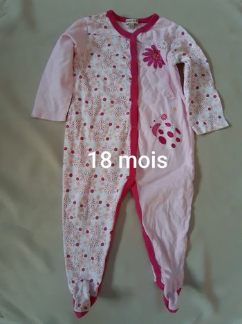 Pyjama léger printemps / été 1 pièce fille - coccinelle, fleurs - grain de blé - 18 mois