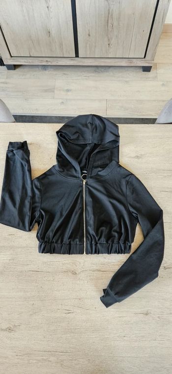 Gilet à capuche, court, noir, Shein, XS, peu mis