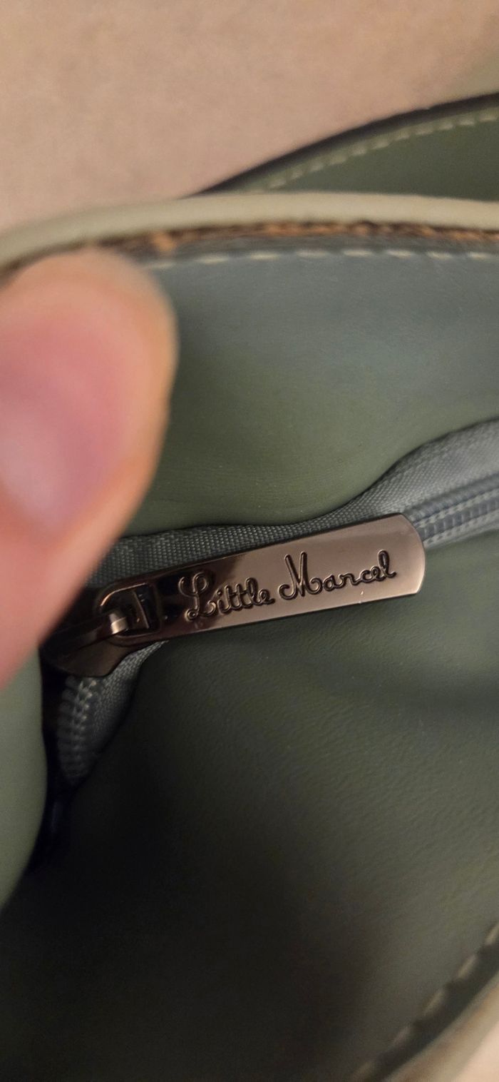 Sac Little Marcel vert sauge – grand format cabas – doublure rayée iconique  – excellent état comme neuf - photo numéro 7