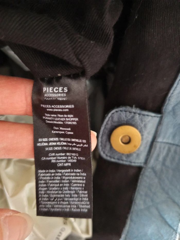 Sac cabas cuir bleu Pièces - photo numéro 8