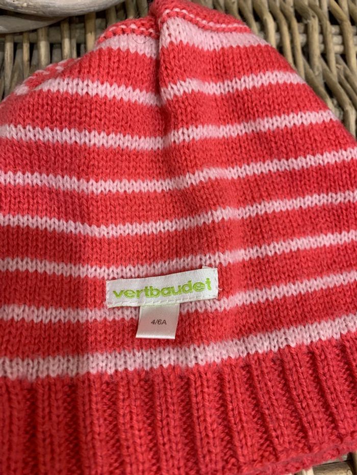 Bonnet Vertbaudet Automne-Hiver Marinière Rose 4/6 ans - photo numéro 2
