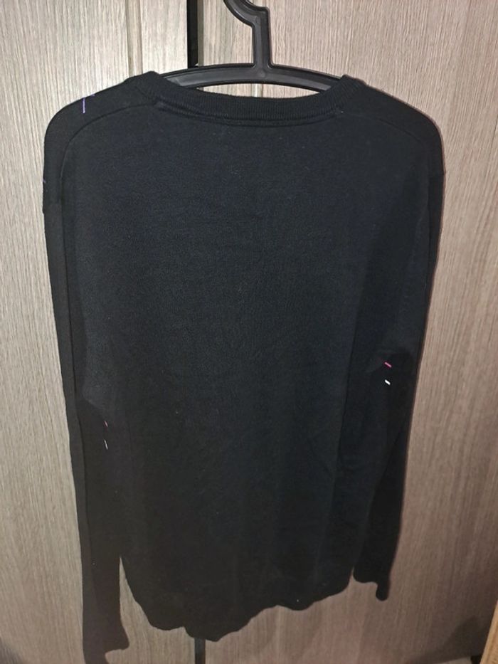 Pull noir motifs colorés M quiksilver quik silver col V - photo numéro 4