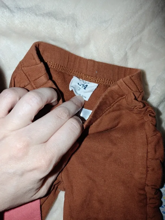 Lot de leggings 74cm rose marron bleu - photo numéro 4