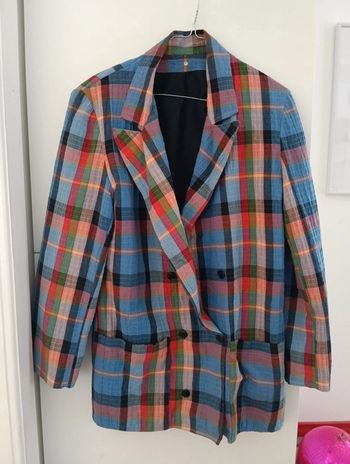 Veste blazer vintage carreaux multicolores
