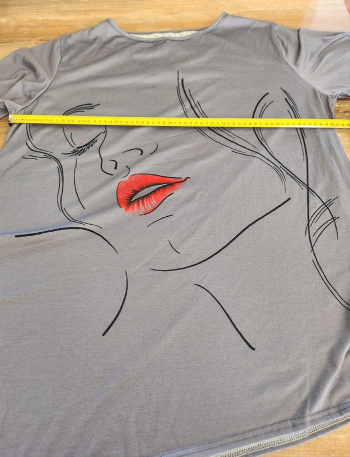 tee-shirt blouse tunique manches longues gris foncé taille 44 excellent état - photo numéro 5