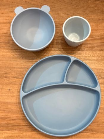 Coffret repas bébé en silicone assiette bol verre Vertbaudet